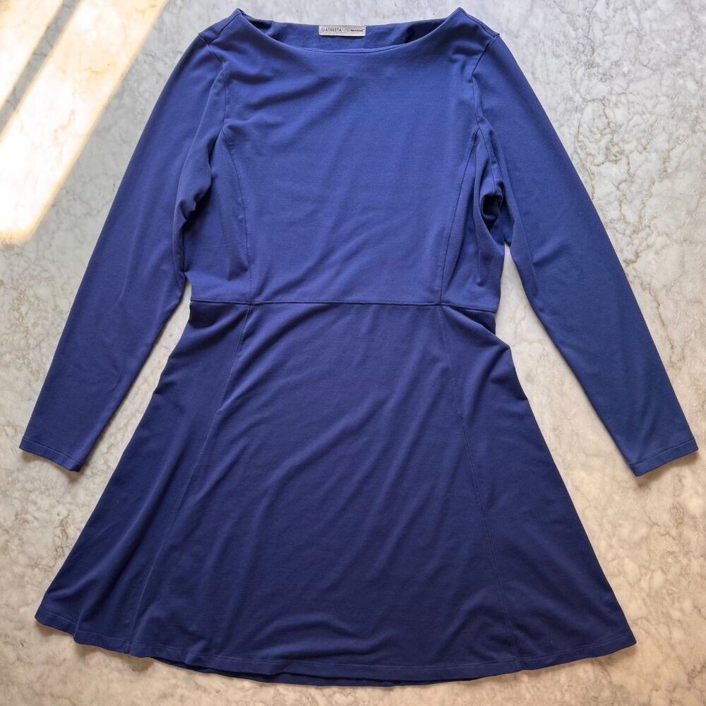 Athleta Long Sleeve Cozy Up Dress Womens Size Large L Navy Activewear